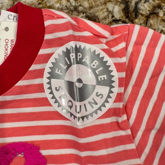 NWT J. Crew Girls' Pink, Red & White W/Flippable Sequin Anchor T-Shirt - Picture 4 of 12